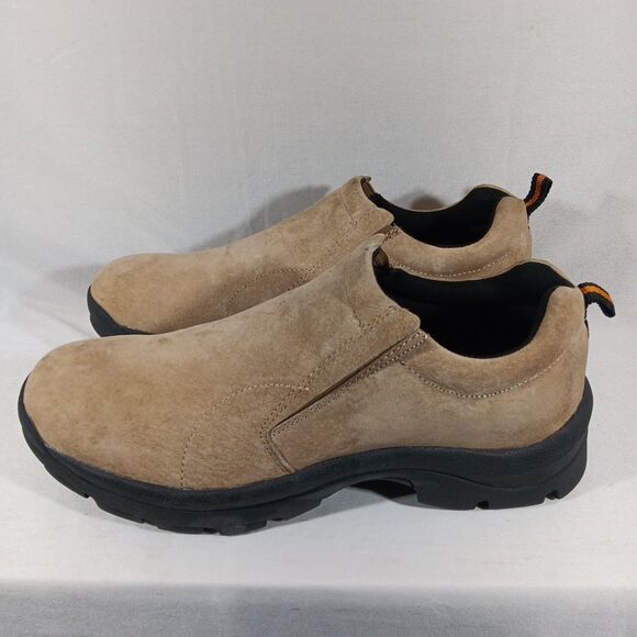 Duluth Wild Boar Mocs 41502 Slip On Casual Shoe Men’s 14 Khaki Tan Suede Leather - Picture 4 of 7